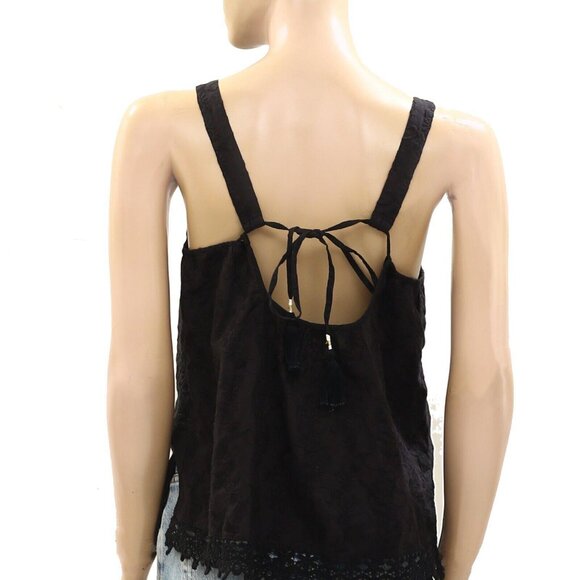 Odd Molly Anthropologie Embroidered Tank Blouse Top Crochet Black S-1 New 273315 - Picture 5 of 5